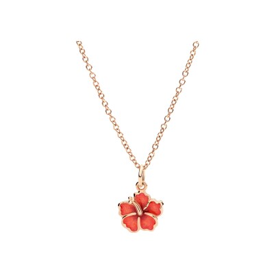 Charm Dodo Nature fleur d'hibiscus en or rose et email